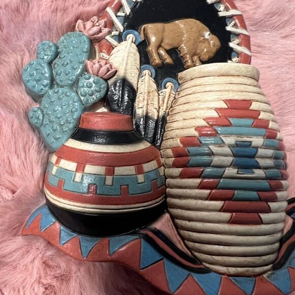 Lot of 7 Vintage Burwood MCM Southwest Native American Aztec wall decor. - Picture 13 of 16